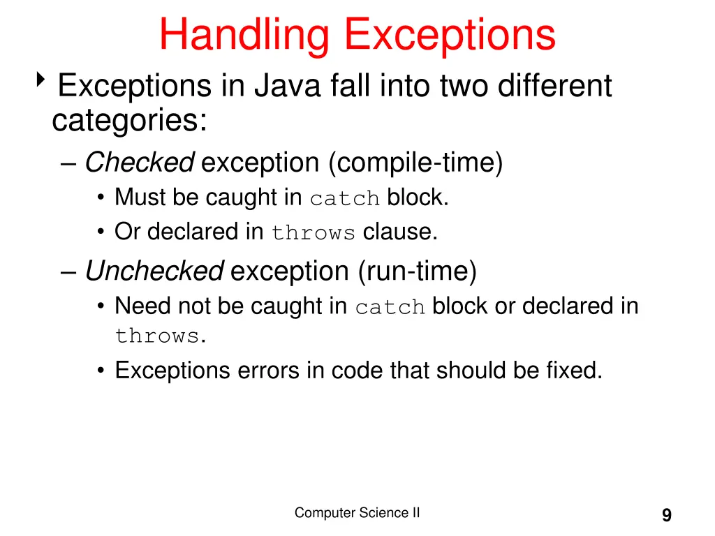 handling exceptions exceptions in java fall into