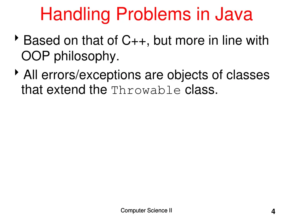 handling problems in java