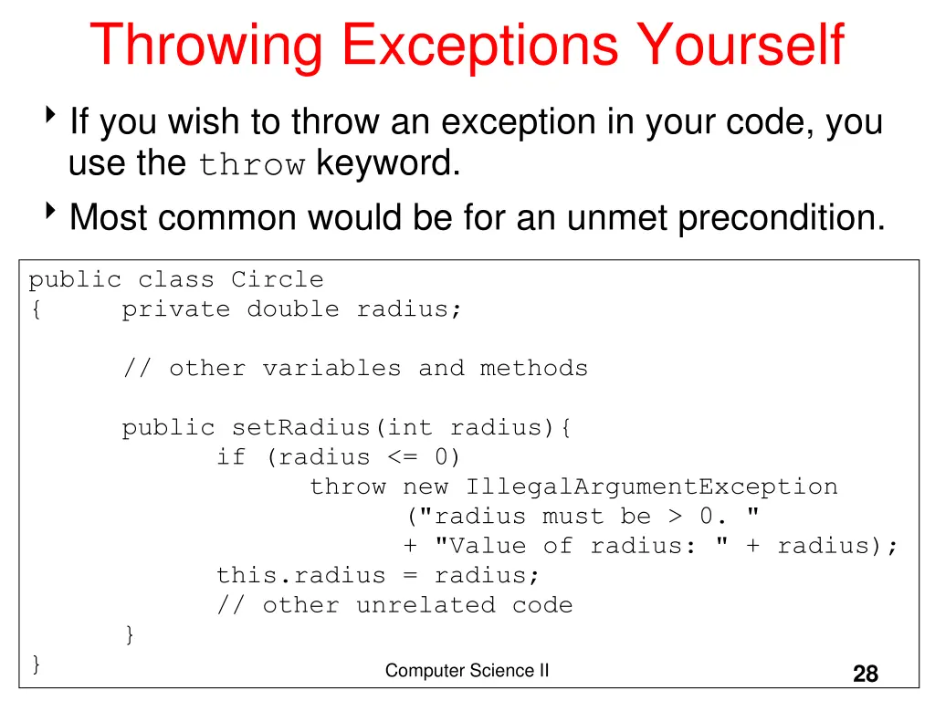 throwing exceptions yourself