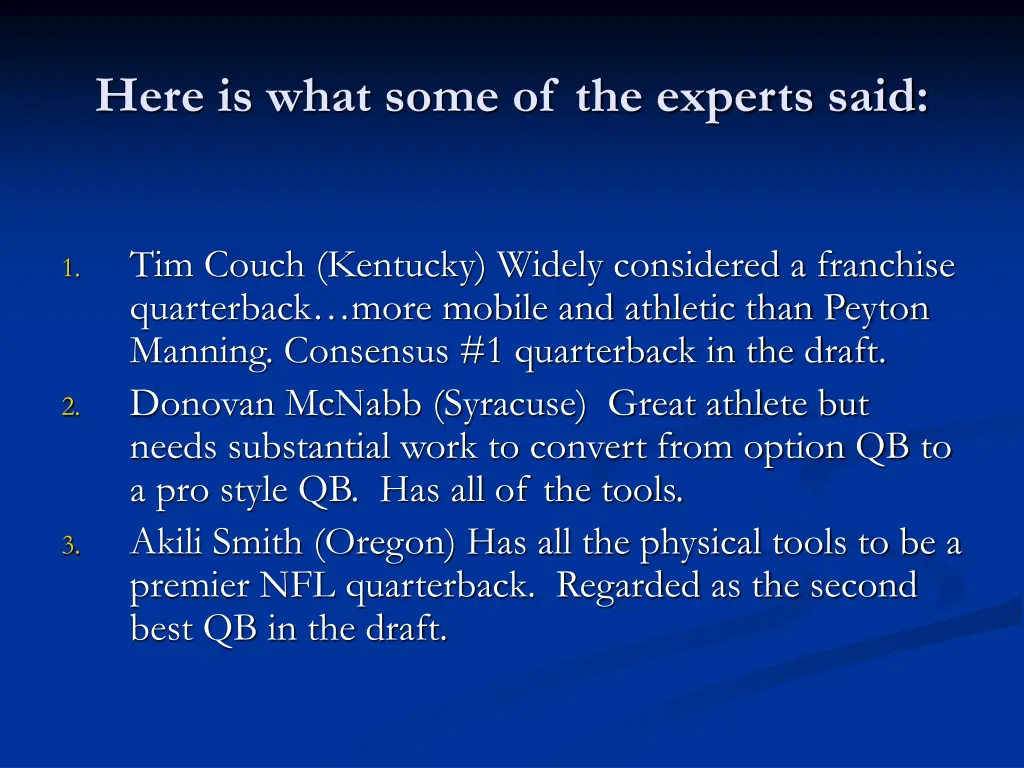 here is what some of the experts said