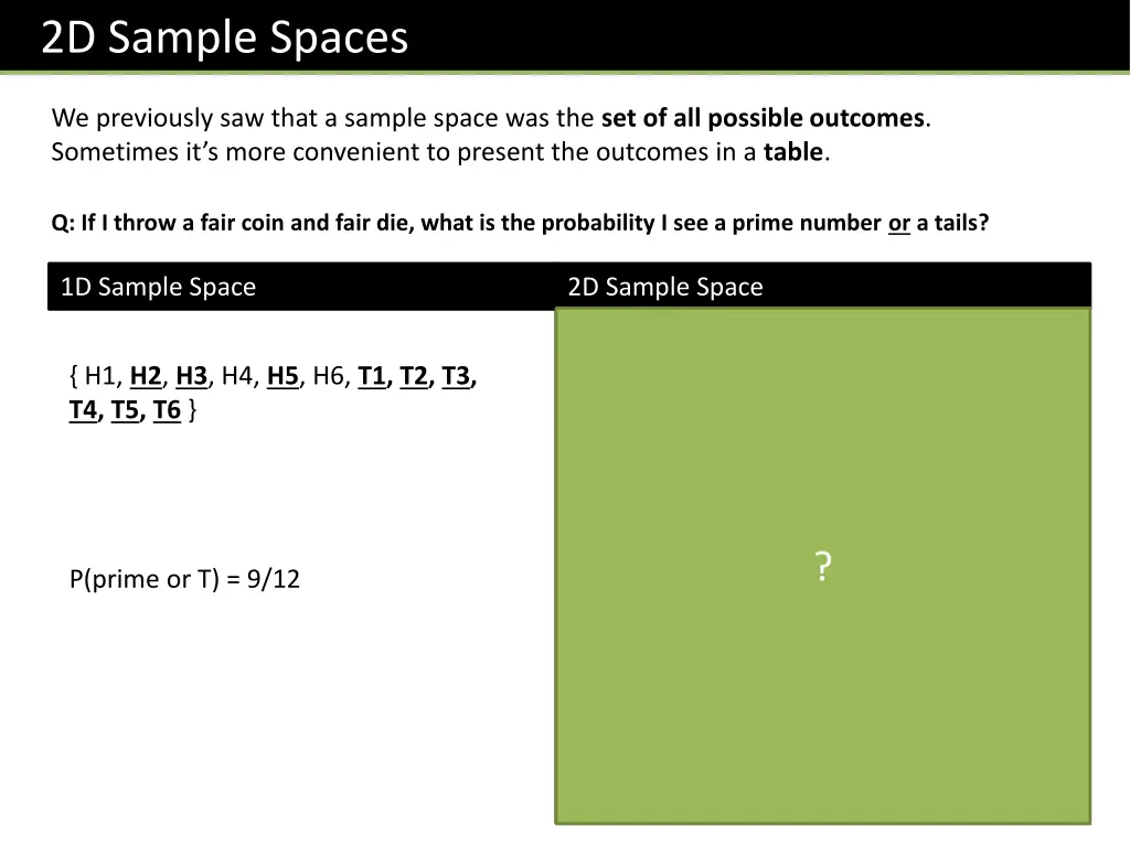 2d sample spaces