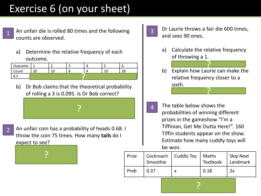 exercise 6 on your sheet