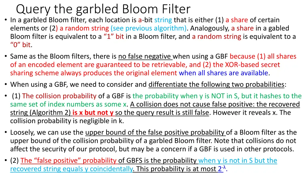 query the garbled bloom filter in a garbled bloom