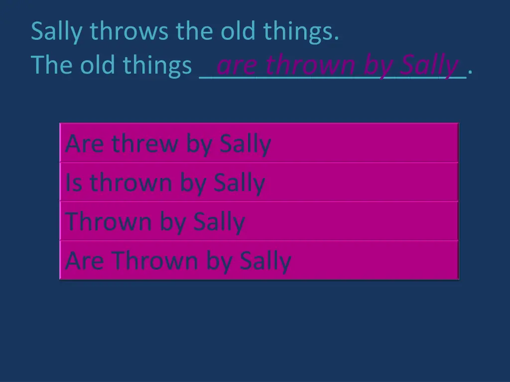 sally throws the old things the old things