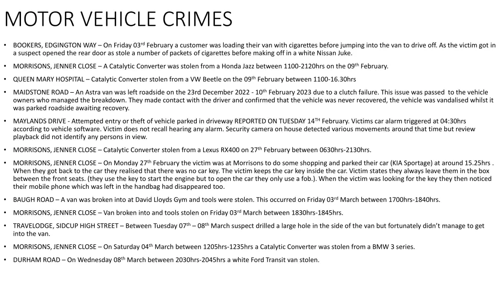 motor vehicle crimes