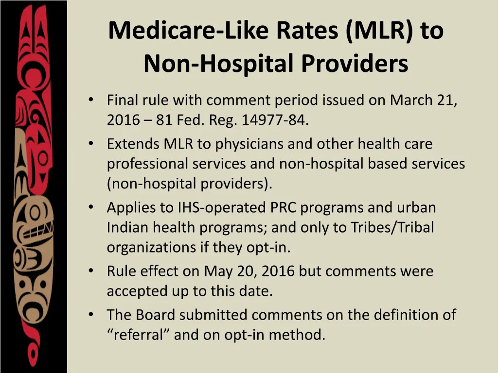 medicare like rates mlr to non hospital providers