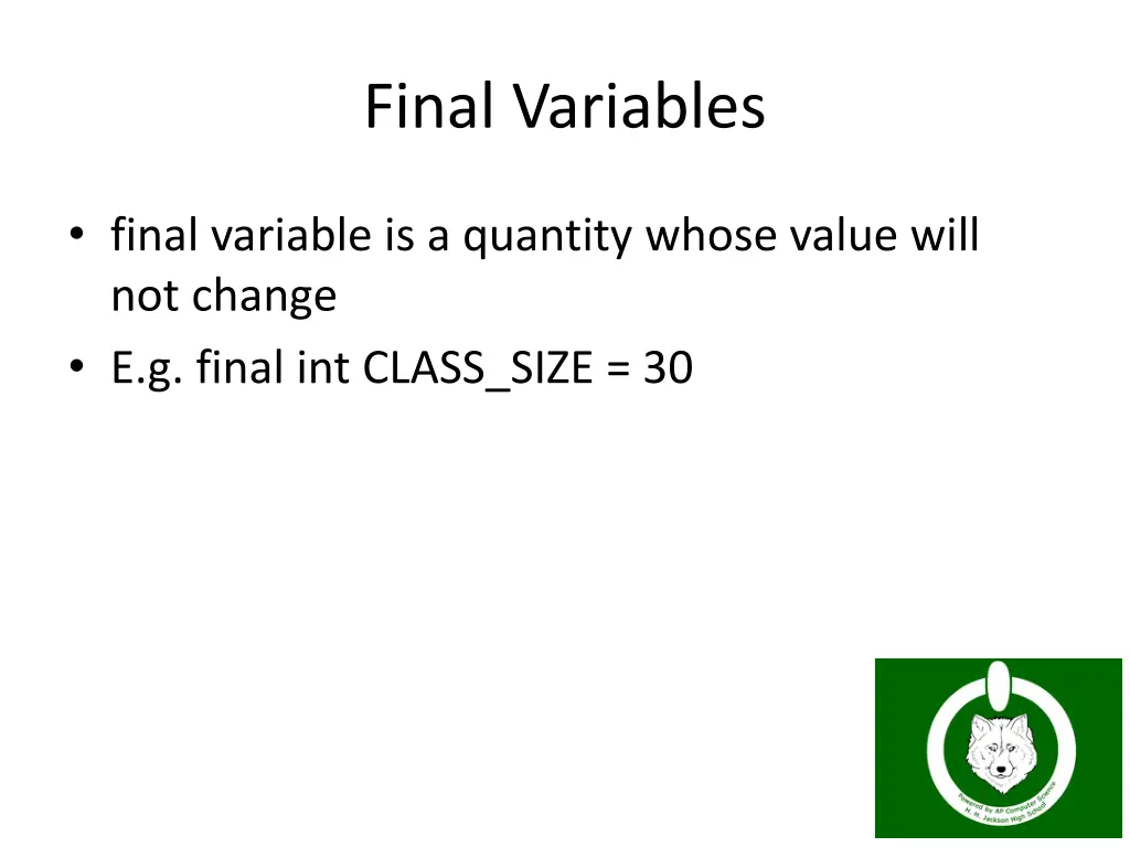 final variables