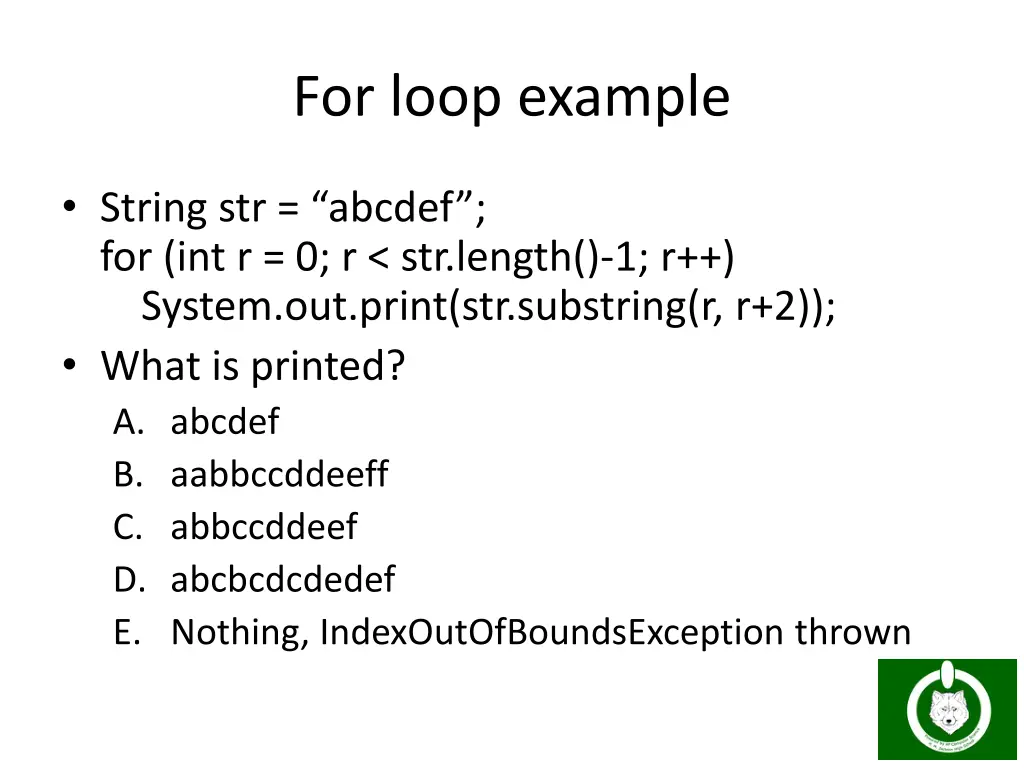 for loop example