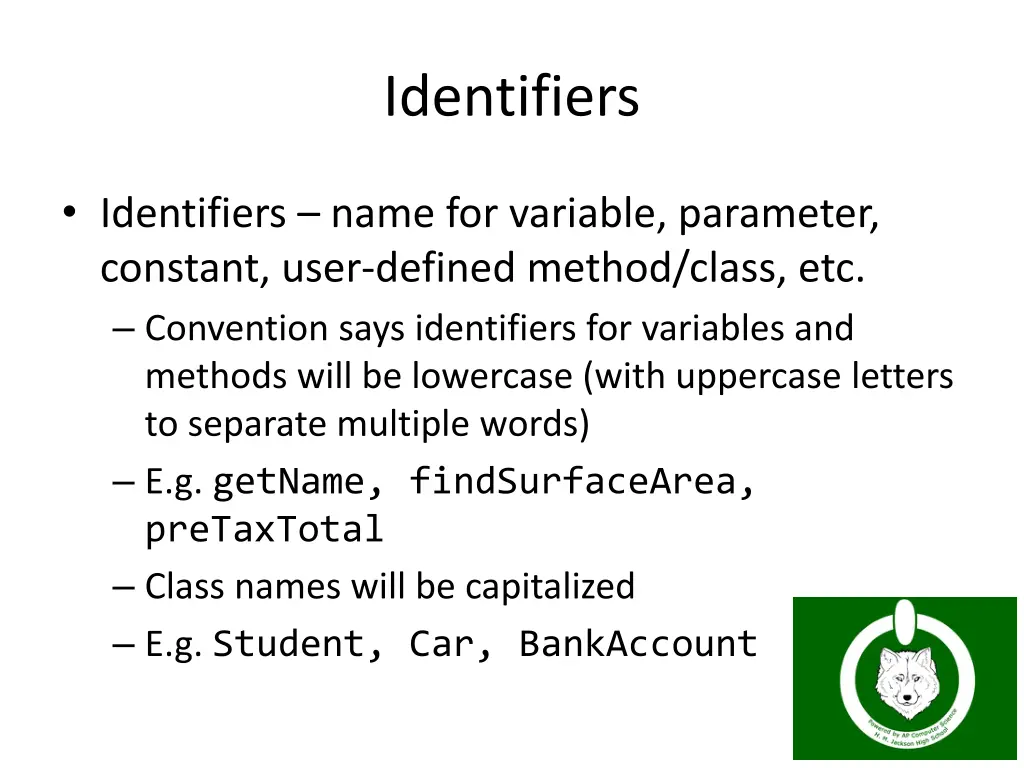 identifiers