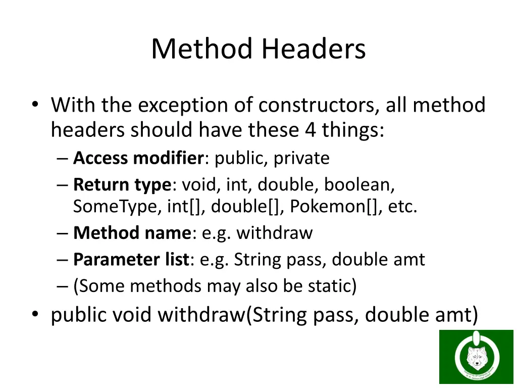 method headers