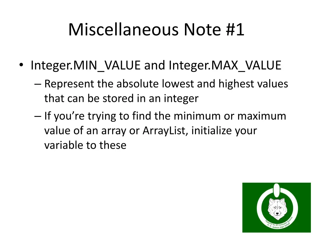 miscellaneous note 1