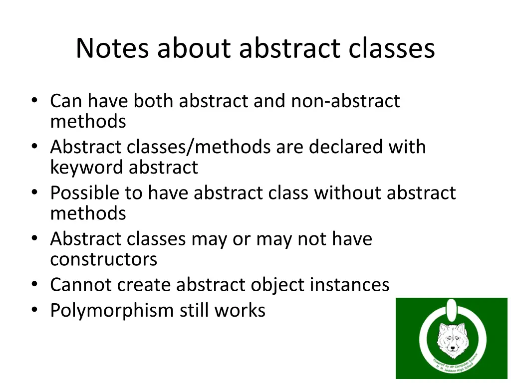 notes about abstract classes