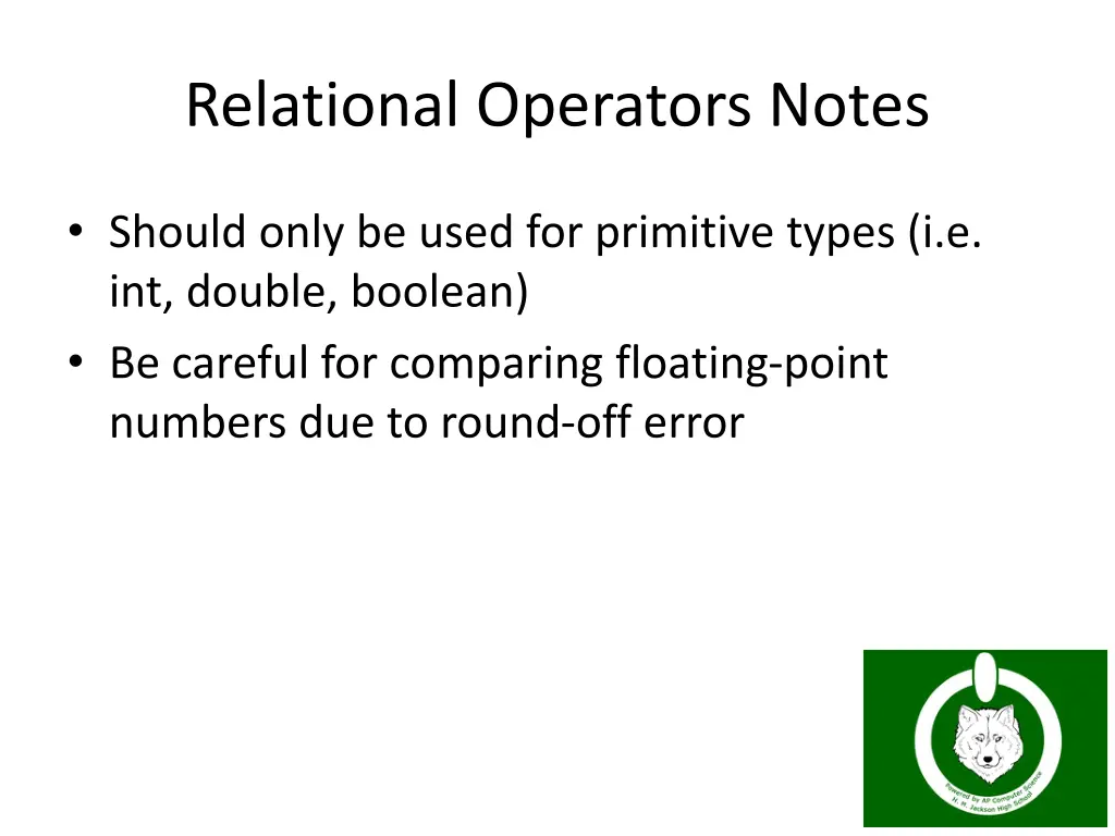 relational operators notes