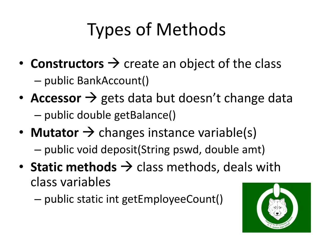 types of methods