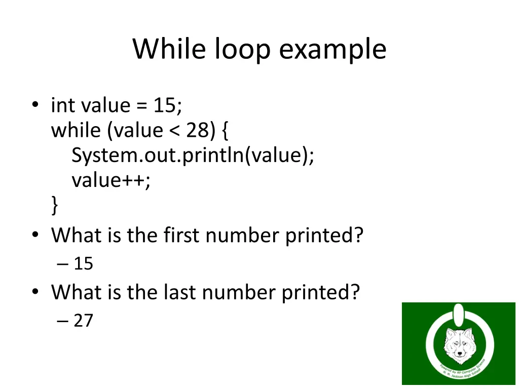 while loop example