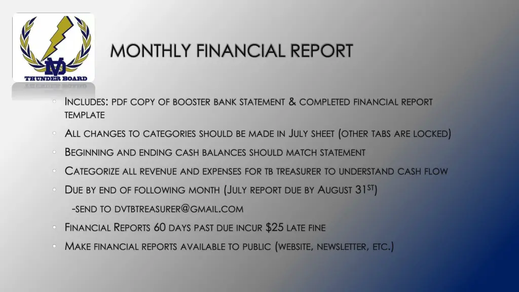 monthly financial report