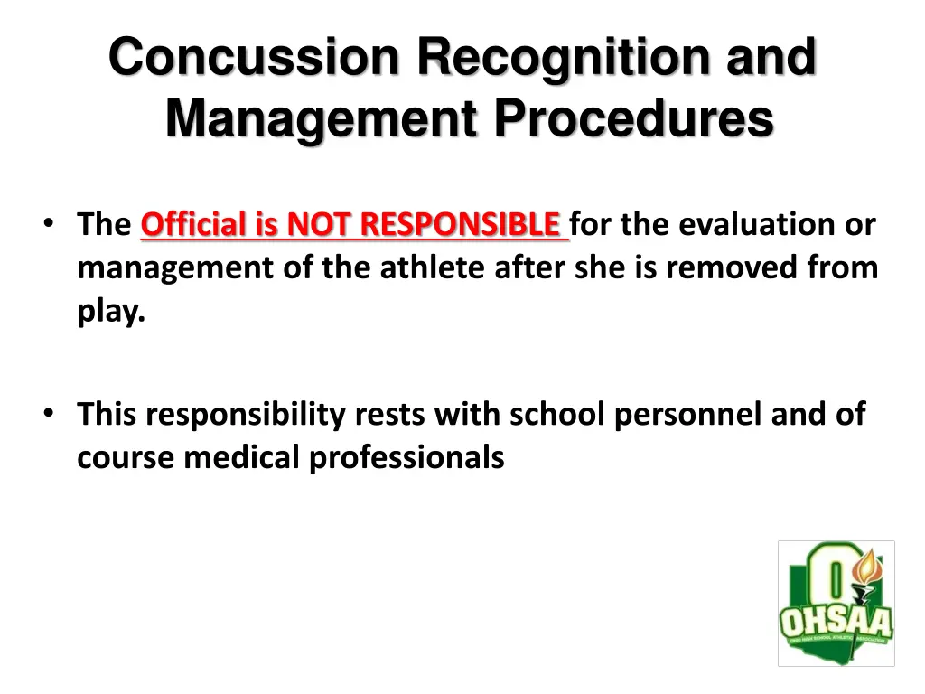 concussion recognition and management procedures