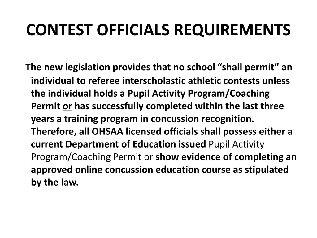 contest officials requirements