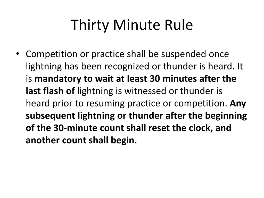 thirty minute rule