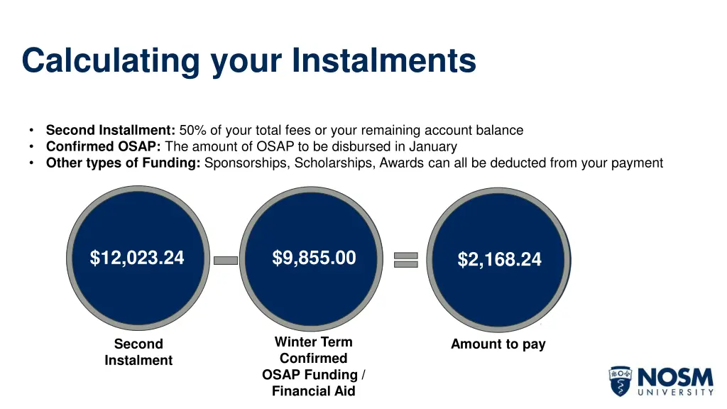 calculating your instalments