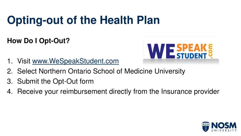 opting out of the health plan