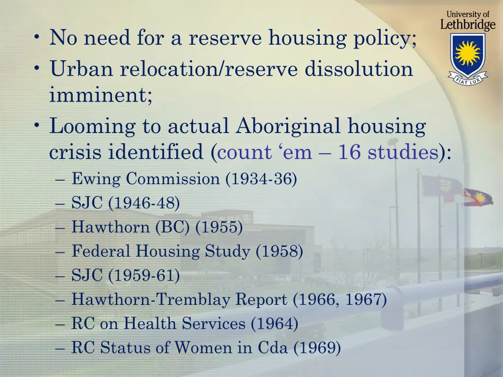 no need for a reserve housing policy urban