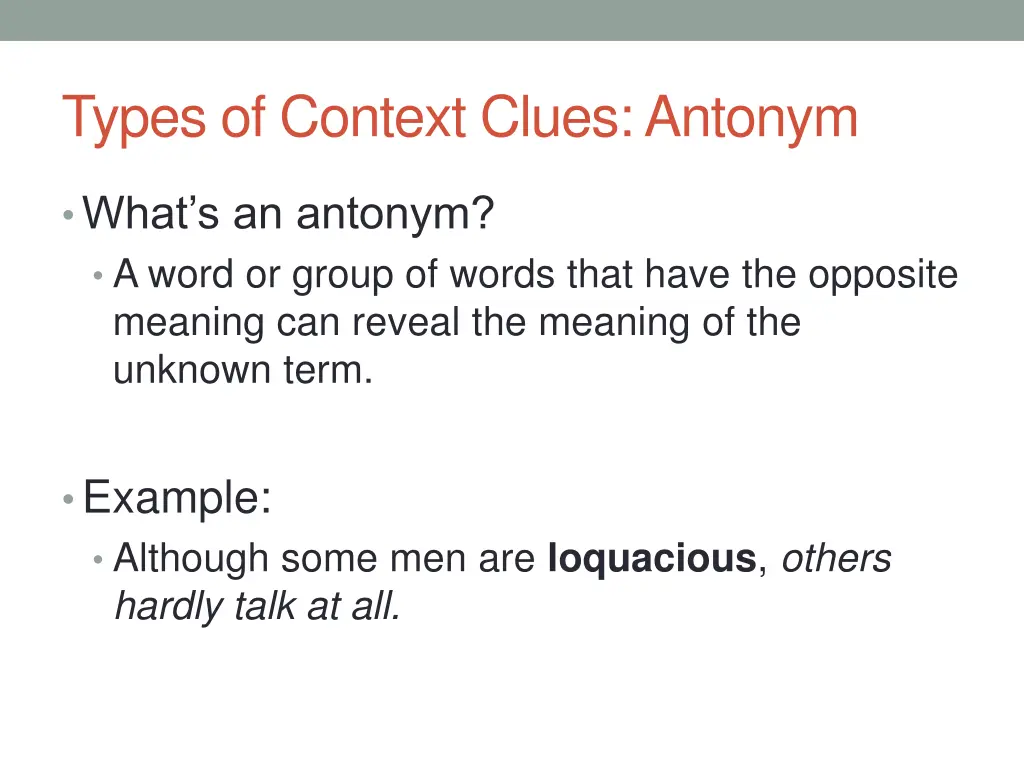 types of context clues antonym