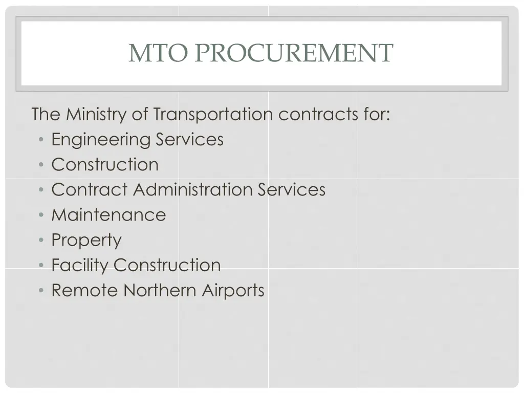 mto procurement