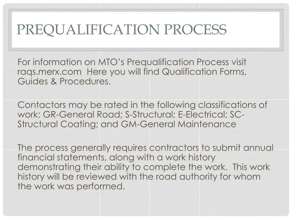 prequalification process