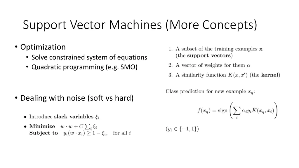 support vector machines more concepts