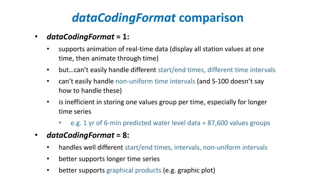 datacodingformat comparison