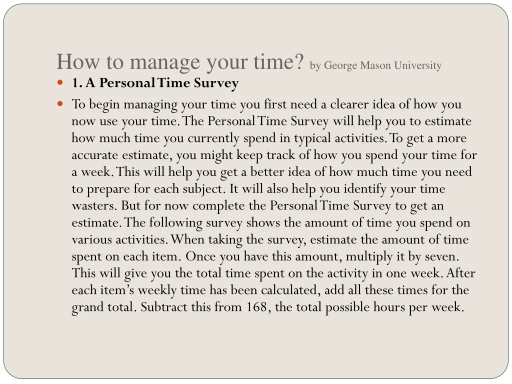 how to manage your time by george mason