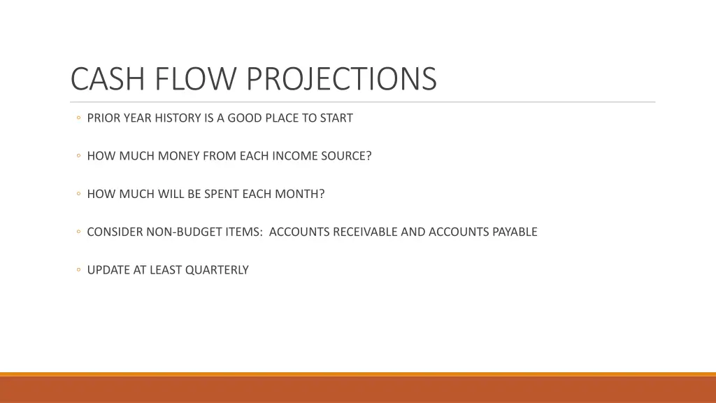 cash flow projections