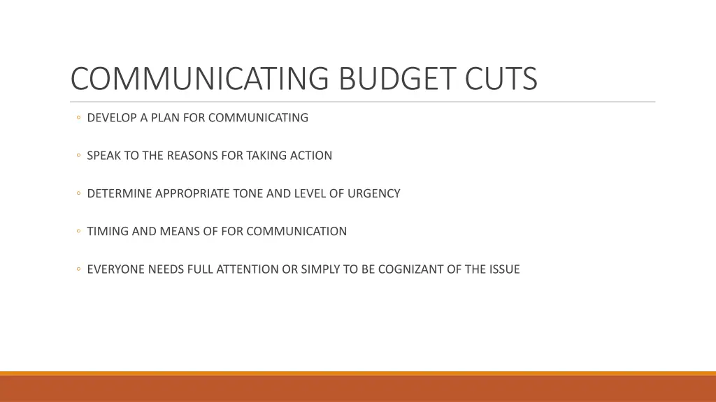 communicating budget cuts