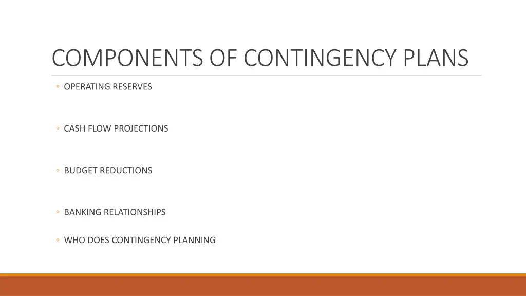 components of contingency plans