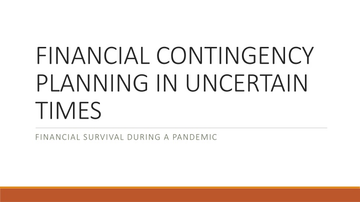 financial contingency planning in uncertain times