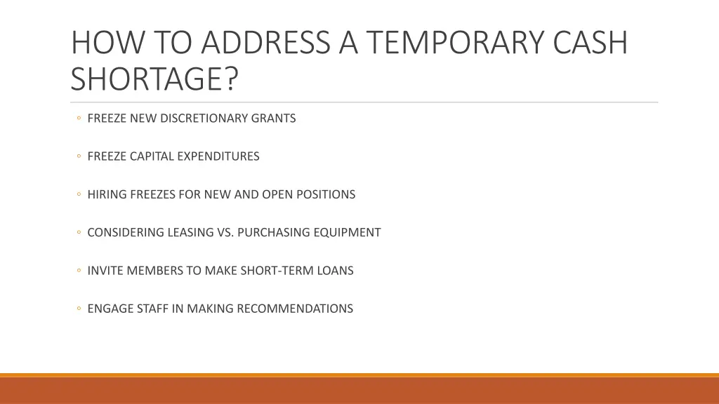 how to address a temporary cash shortage 1