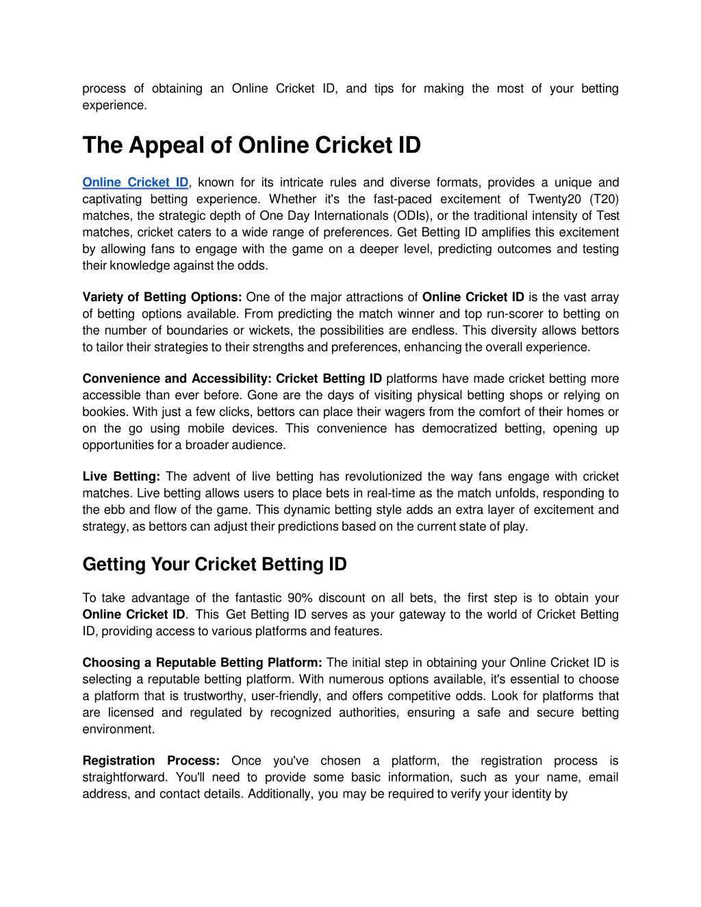 process of obtaining an online cricket