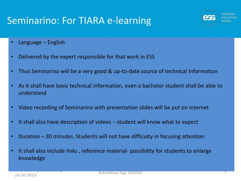 seminarino for tiara e learning