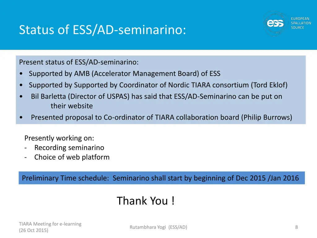 status of ess ad seminarino