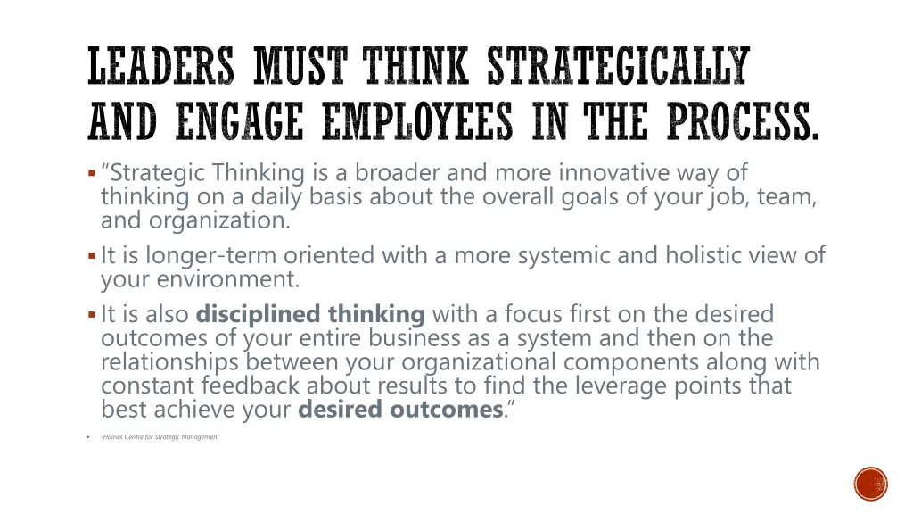 leaders must think strategically and engage