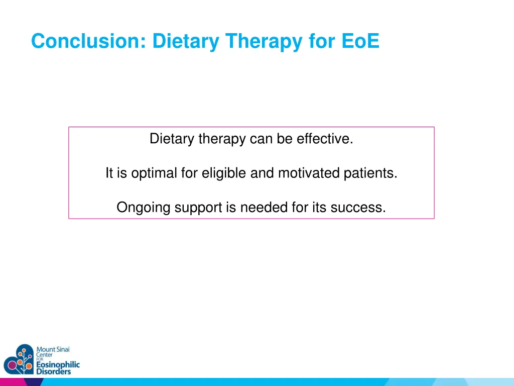 conclusion dietary therapy for eoe