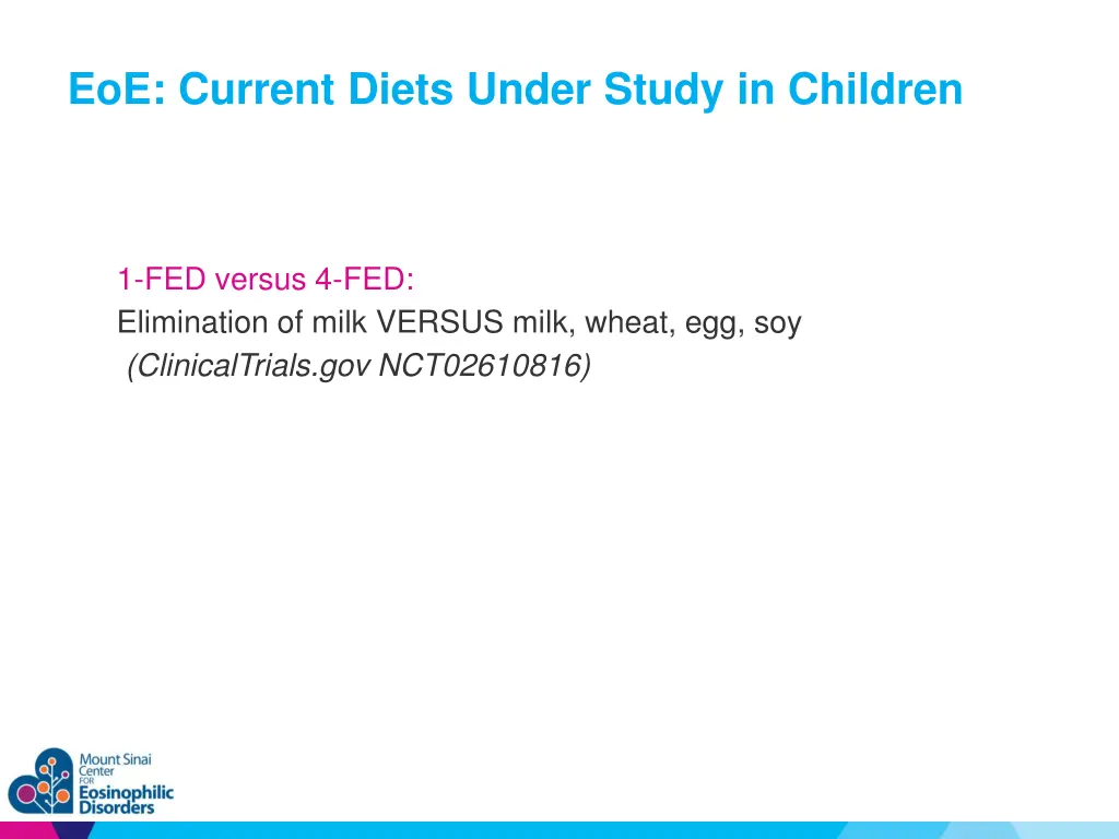 eoe current diets under study in children