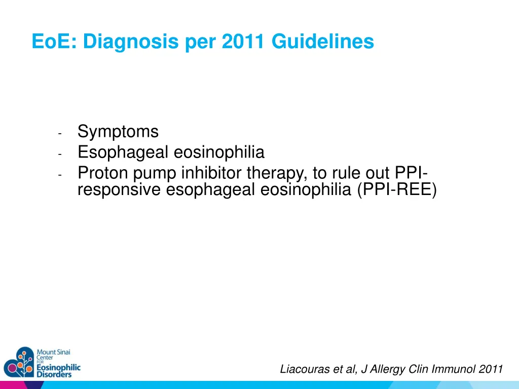 eoe diagnosis per 2011 guidelines