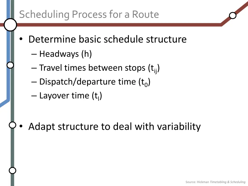 scheduling process for a route