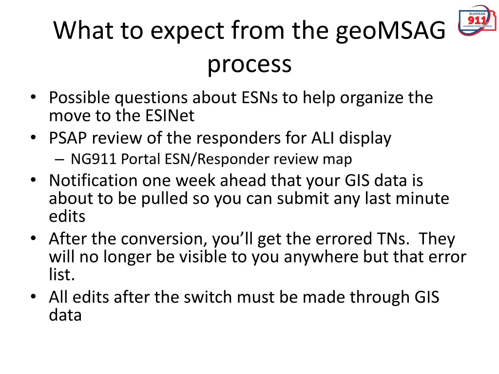 what to expect from the geomsag process possible