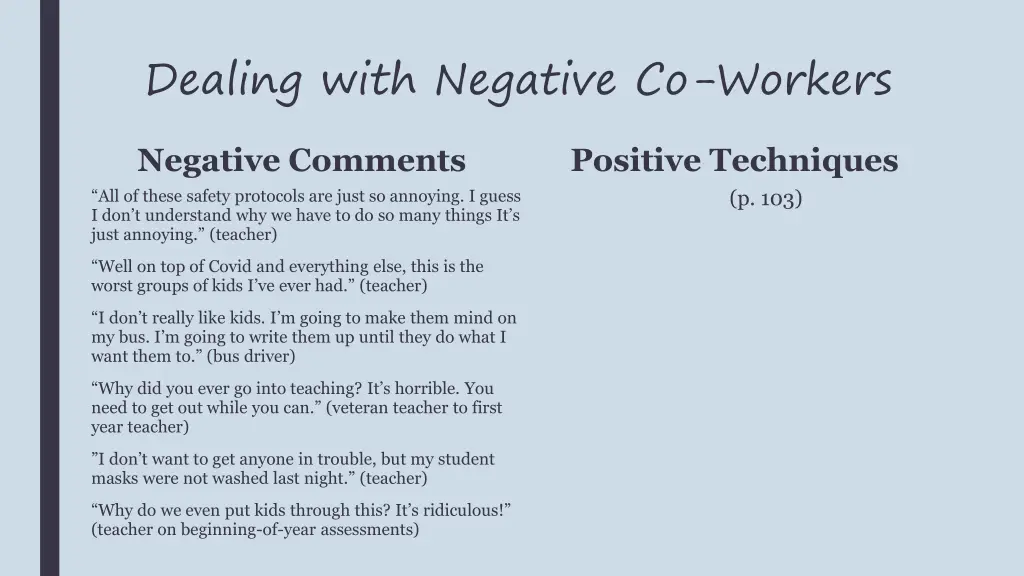 dealing with negative co workers