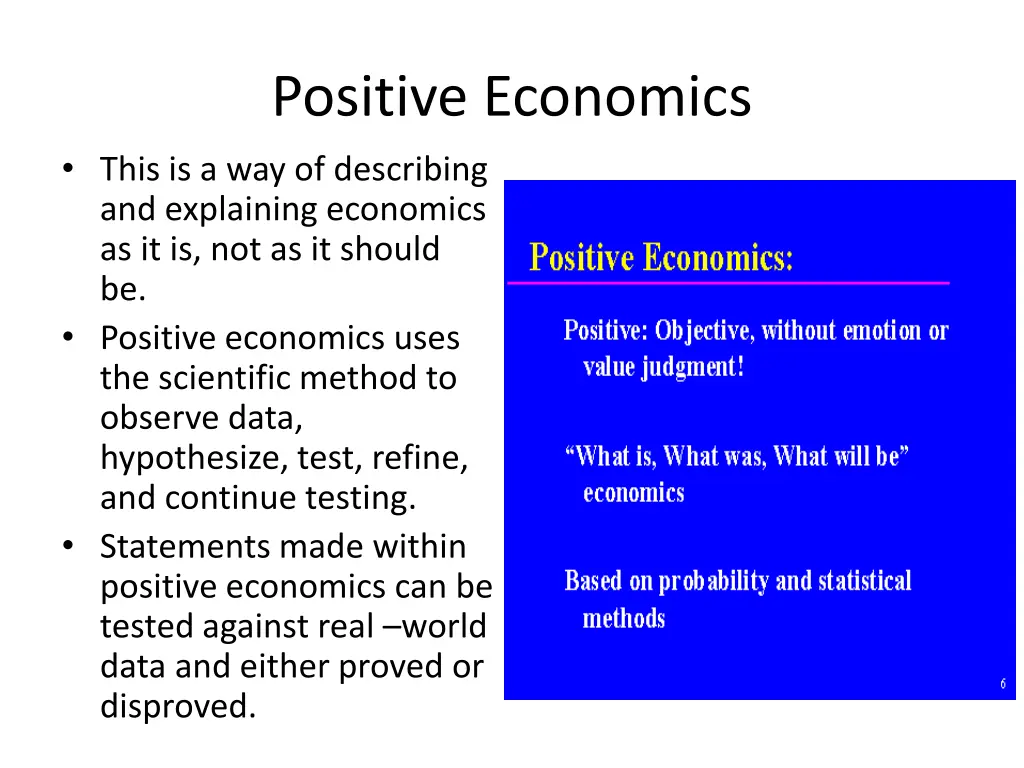 positive economics this is a way of describing