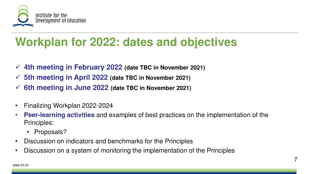 workplan for 2022 dates and objectives