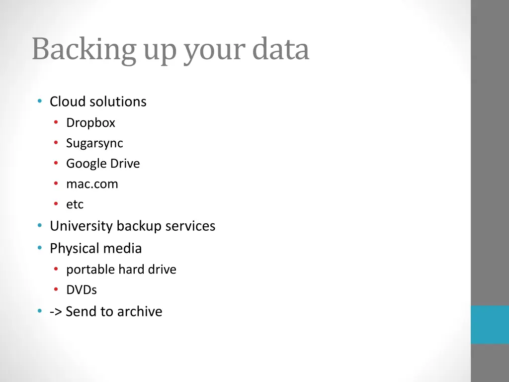 backing up your data